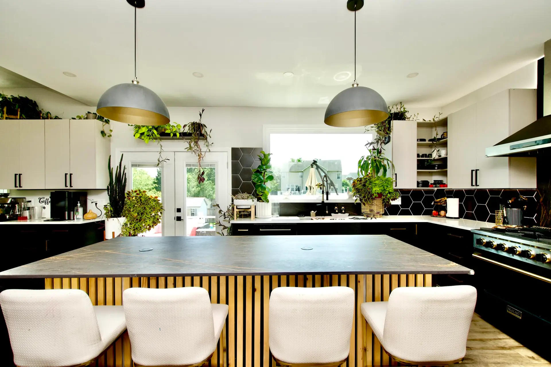 Full home renovation living space with modern finishes