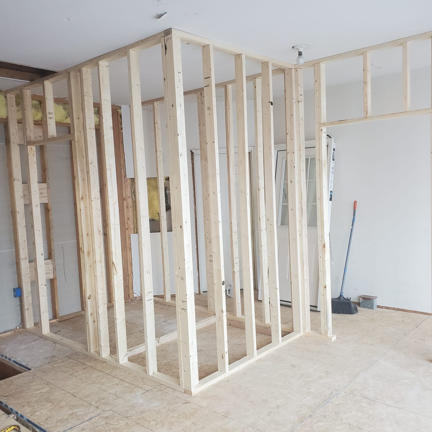 Framing and early stages of garage conversion