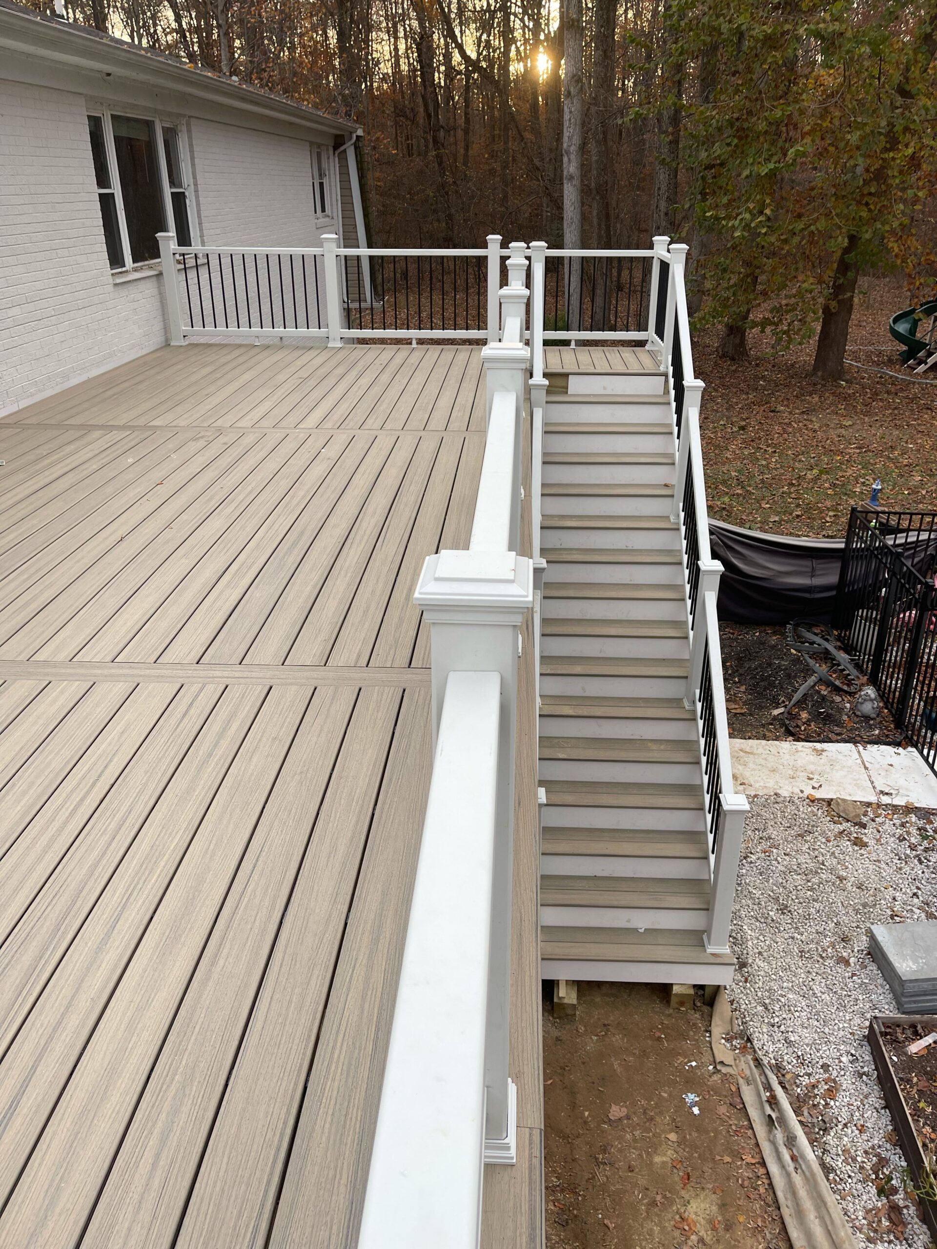 Outdoor gathering space with warm lighting