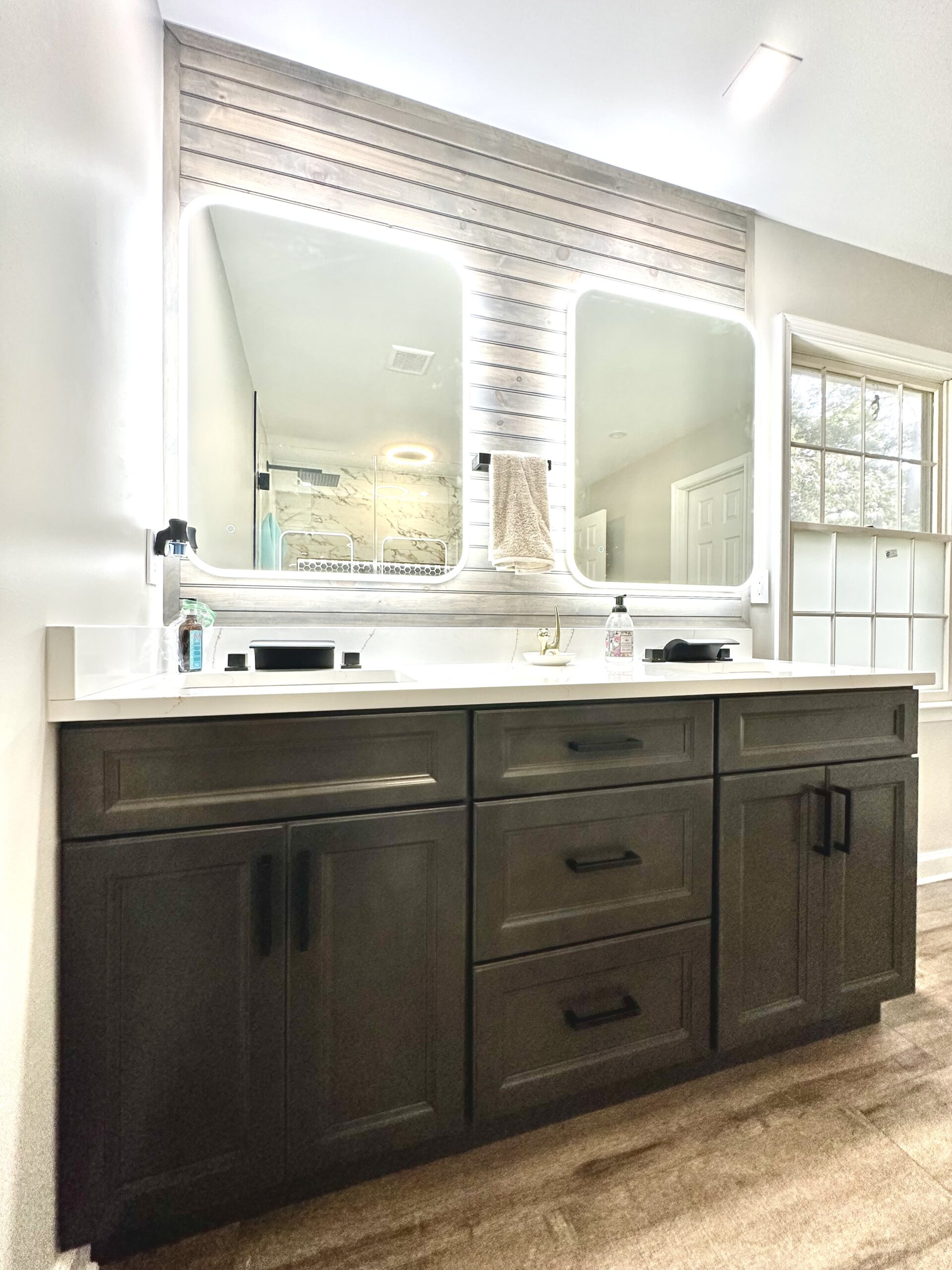 Detail of cabinetry and finishes in a luxe renovation