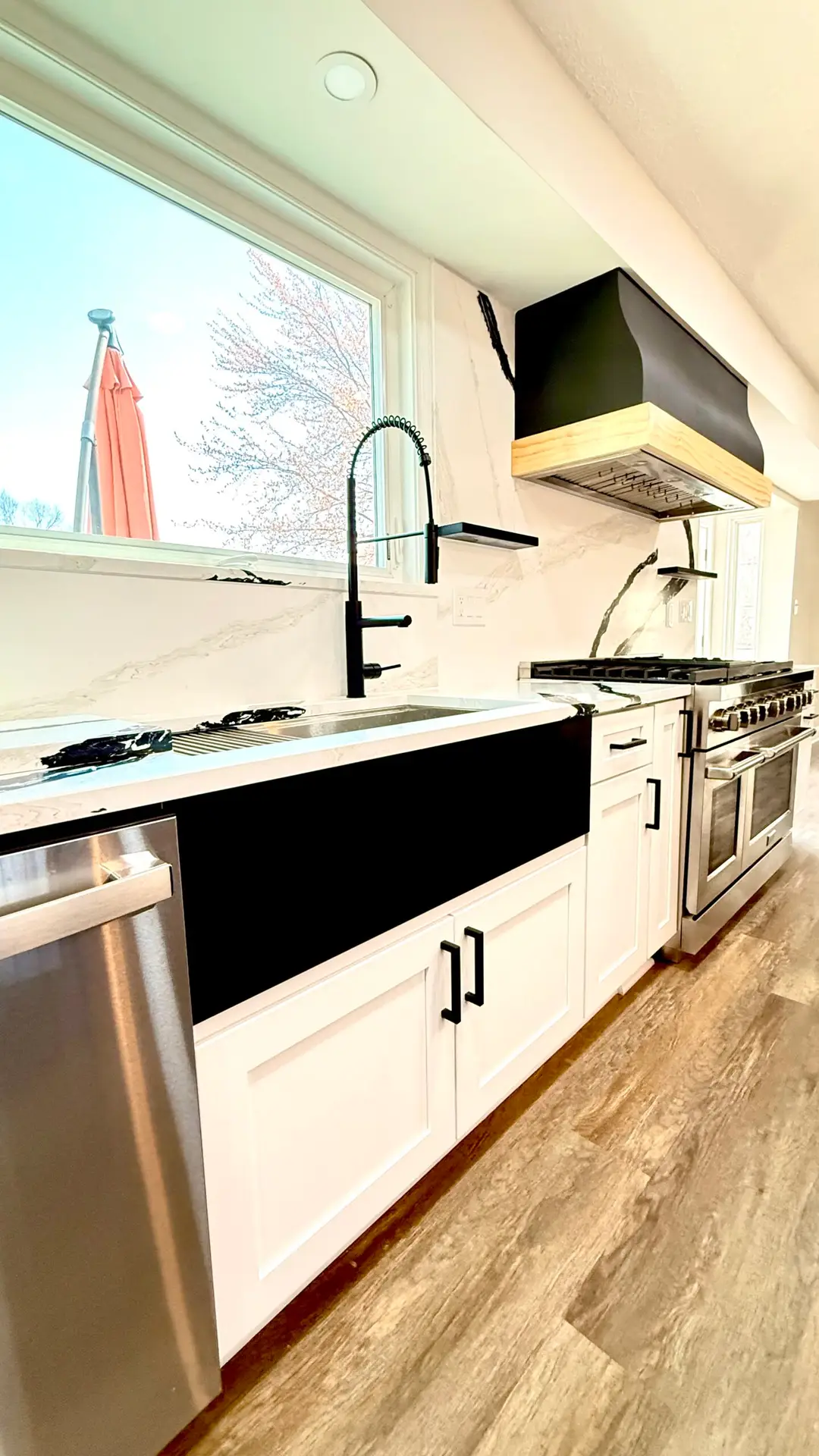 Kitchen and dining space during full-home renovation