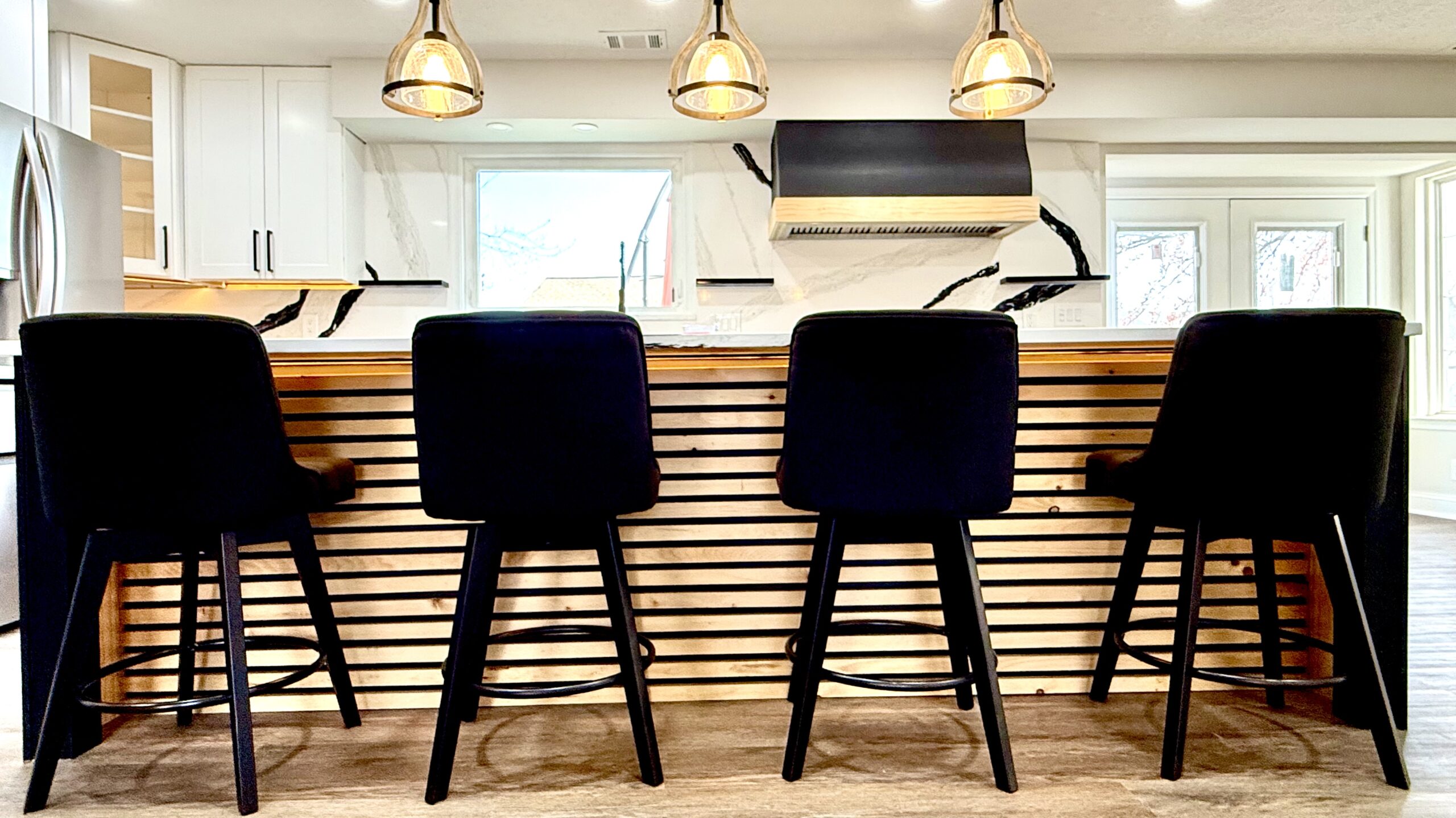 Staircase and hallway after renovation with new finishes