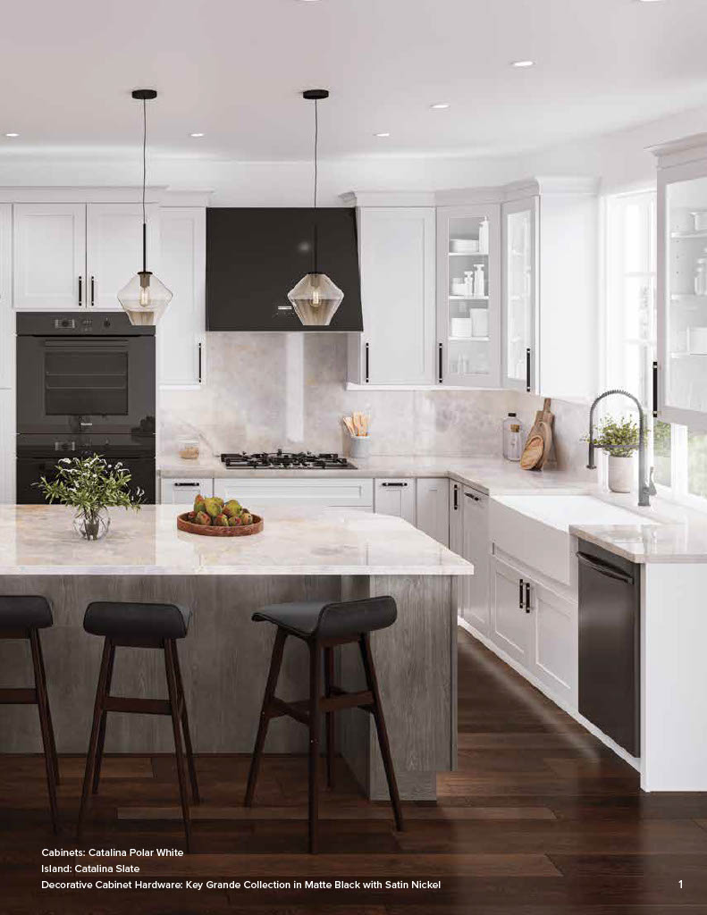 NorthPoint white kitchen cabinets installed in a modern space
