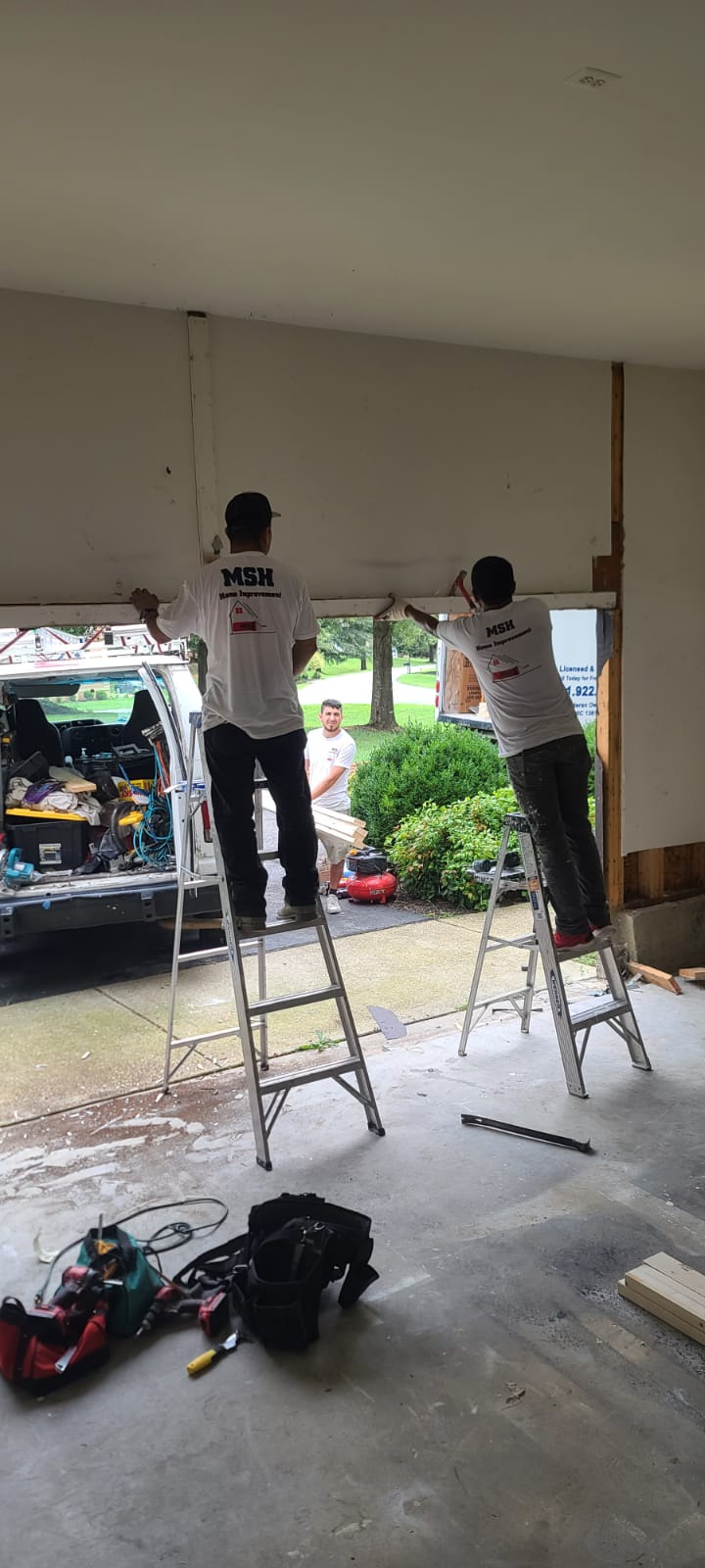 Detail view of garage conversion finishes