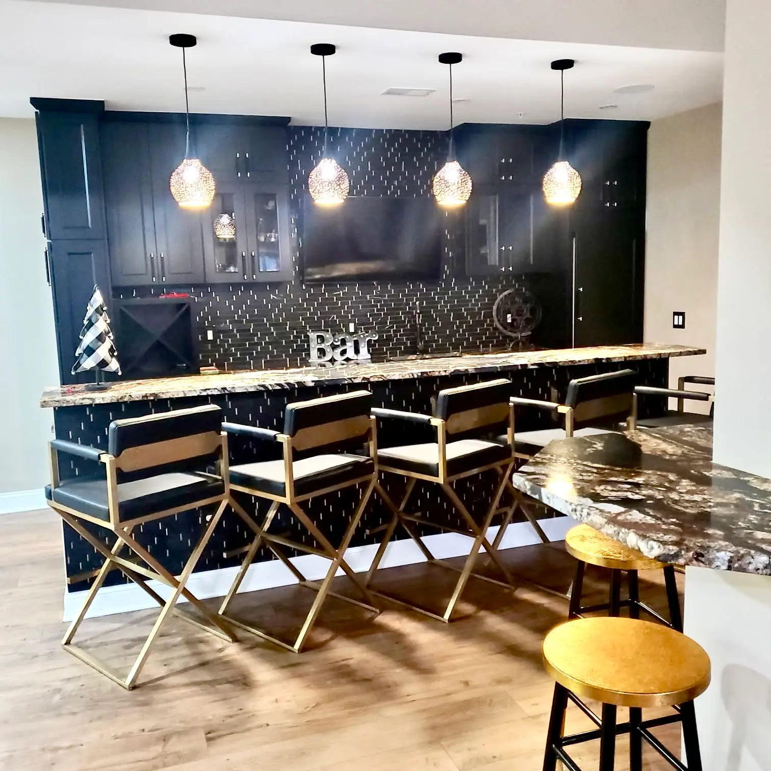 Basement TV wall and entertainment area