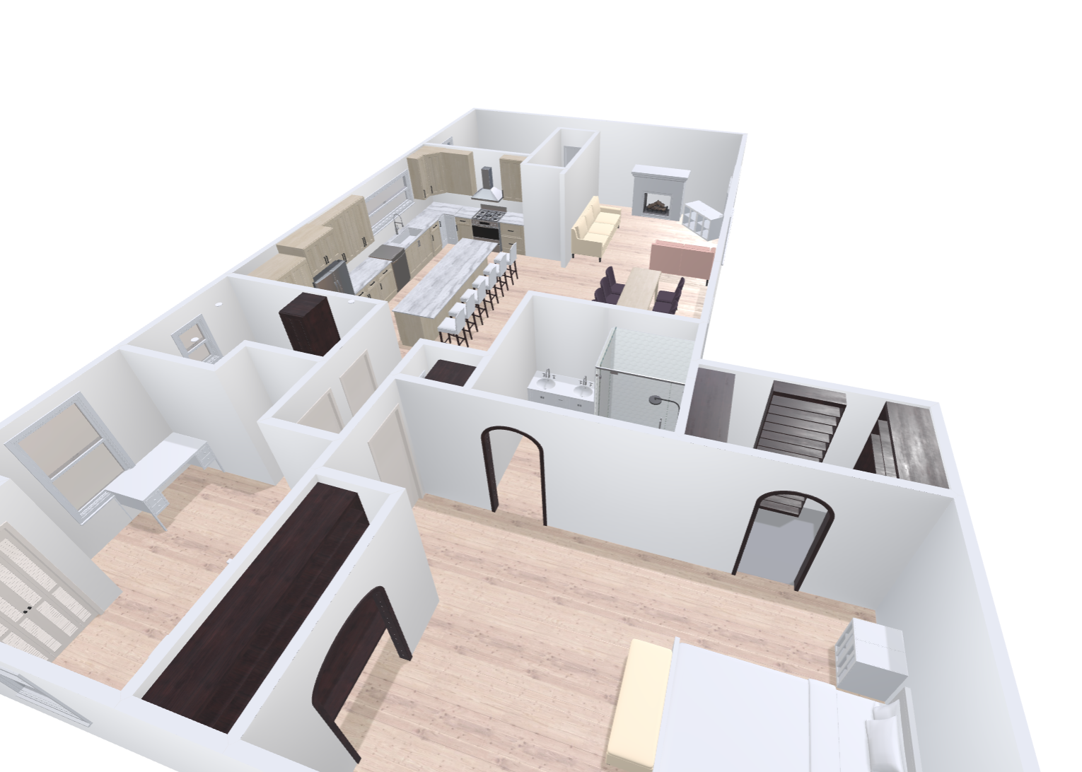 Interior design with bright windows and modern flooring