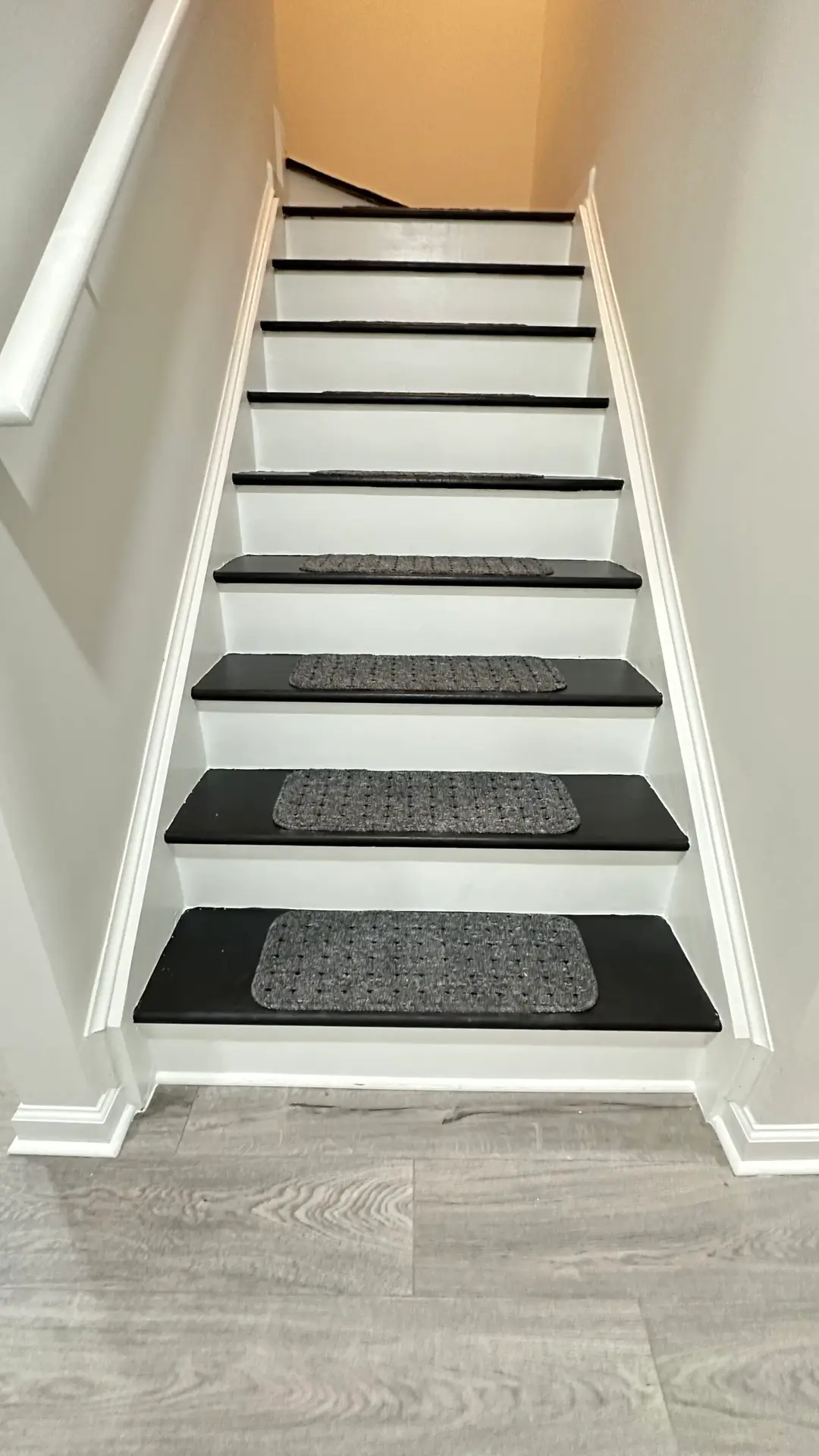 Basement stair and railing transition