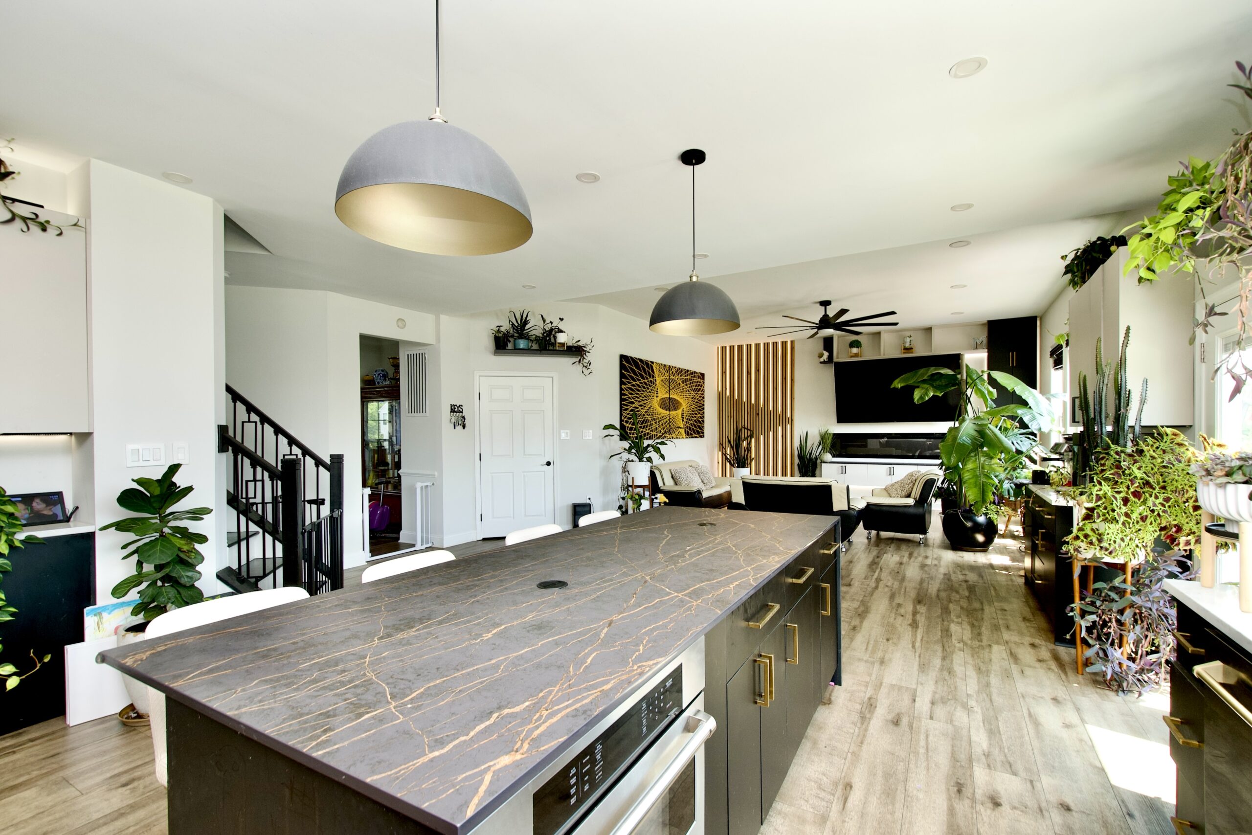 Open concept layout from a full home renovation in Northern Virginia